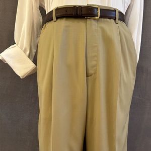 Henry Jacobson tan wool gabardine slacks. 34/32.